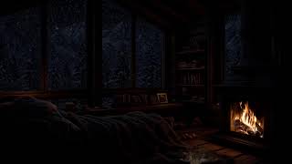 Relaxing on a Winter Snowstorm Night  Cozy Fireplace Bedroom  Howling Wind Blizzard Sound [upl. by Vinny]