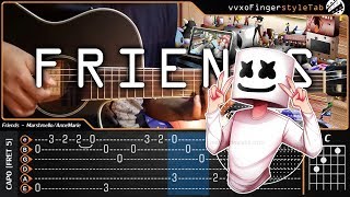 Marshmello amp Anne Marie  FRIENDS  Fingerstyle Guitar Cover  TAB Tutorial and Chord [upl. by Falzetta]