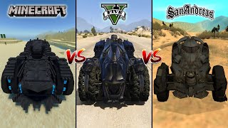 MINECRAFT BATMOBILE VS GTA 5 BATMOBILE VS GTA SAN ANDREAS BATMOBILE  WHICH IS BEST [upl. by Ahsuat613]