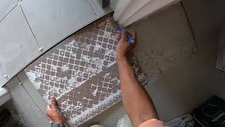 Cutting Tile Around Door Frame Pinoy Tiler sa Australia  Vlog 010 [upl. by Einahpehs898]