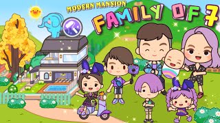 Miga World NEW UPDATE MODERN MANSION DECORATIONS FAMILY OF 7🏡👨‍👧‍👧NEW FURNITURE Miga town tocaboca [upl. by Aratihc]