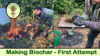 How to Make Biochar in a Cone Pit  My First Attempt [upl. by Ahsiekram]