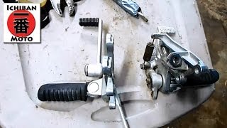 Ichiban Cafe Racer Part 20 How to install Sport Bike Rear Sets On a Vintage Motorcycle [upl. by Glaser904]