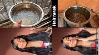 Flaxseed hair mask for smooth hair✨ YouTube vlog hairmask [upl. by Ilka]