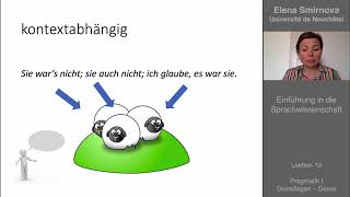 Einführung in die Sprachwissenschaft Thema 19 – Pragmatik Grundlagen Deixis [upl. by Ainafets]