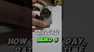 Seiko 5  How to set time day date [upl. by Yrem]