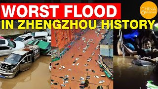 Worst flood in Zhengzhou history  People Trapped in Subway Dam In Crisis  Apocalypse in China [upl. by Syhr]