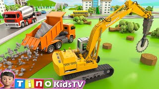 Excavator Driller amp Cutter Trucks for Kids  Bypass Road Construction [upl. by Akselav]