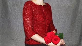 How to crochet womens cardigan  video tutorial with detailed instructions [upl. by Gaye490]