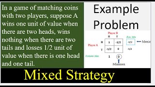 Game Theory  Mixed Strategy  Example Problem [upl. by Yrrem]