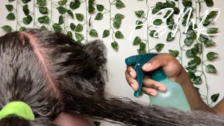 ASMR  Taking Down Month Old Braids  Water Spraying Scalp Scratching etc [upl. by Oruhtra]