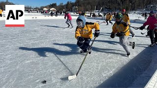 Pond hockey in New Hampshire under threat from climate change [upl. by Bixler414]