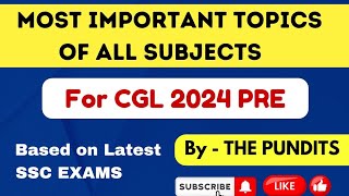 Most Important Topics for SSC CGL 2024 PRE ssccgl ssc cgl2024 thepundits [upl. by Artinek13]