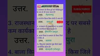 Rajasthan GK most important questions 2024 राजस्थान सामान्य ज्ञान rajsthangk shorts gkquiz [upl. by Maddy]