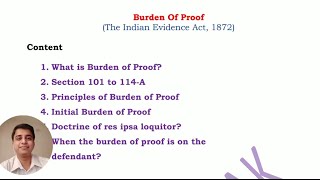 Burden of Proof evidence act  section 101 to 114  A [upl. by Anecusa]