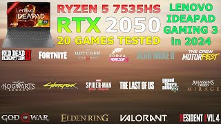 Lenovo IdeaPad Gaming 3  Ryzen 5 7535HS RTX 2050  20 Games Tested in 2024 [upl. by Arod88]