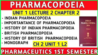 Pharmacopoeia  Indian Pharmacopoeia  British Pharmacopoeia  Pharmaceutics  B Pharma First Sem [upl. by Tingley]