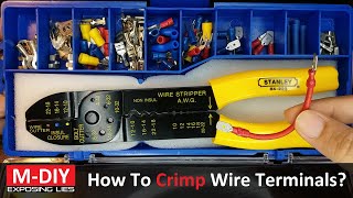 How To Crimp And Heat Shrink Terminals With Stanley Crimping Pliers 84253 [upl. by Atirma]