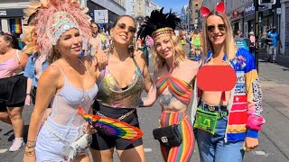 🇬🇧 BRIGHTON PRIDE PARADE 6th of AUGUST 2022 BRIGHTON CITY WALK BIG CROWD ON A SUNNY DAY 4K [upl. by Lenneuq]