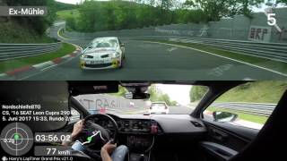 Fast Renault Megane II RS pushing Seat Leon Cupra 290 on Nürburgring Nordschleife BTG 05062017 [upl. by Tybie303]