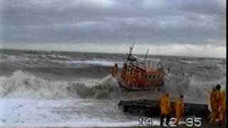 RNLI lifeboat launch in rough sea [upl. by Cammy]