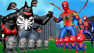 FAMILY KING SHARK VENOM V2 VS FAMILY IRON SPIDERMAN  LIVE ACTION STORY [upl. by Neerroc]