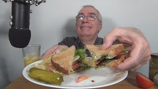 ASMR Eating a BLT Sandwich with Pickles and Chips Whispering [upl. by Akcirahs]