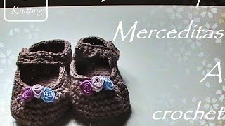 Patucos tipo merceditas de bebe a crochet [upl. by Ahtekal]