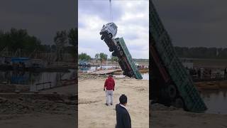 Truck falls into pond and rescue process [upl. by Oniluap809]