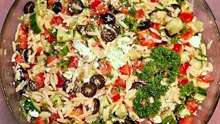 Dieser griechische Nudelsalat ohne Mayo mit Orzo  Kritharaki Nudeln ist ideal für heiße Sommertage [upl. by Fisher749]