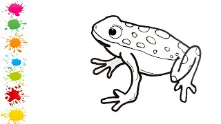 Draw a Frog Painting Drawing Coloring for Toddlers and Children how to draw easily [upl. by Asylem447]