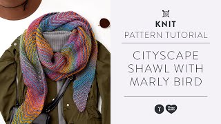 Beginner KNIT Shawl  Howto Tutorial  StepbyStep with Marly Bird [upl. by Nosirb494]