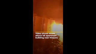 Video shows drone attack hit apartment building in Russia  AJ shorts [upl. by Paloma]