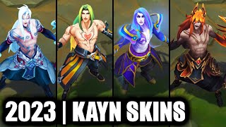 ALL KAYN SKINS SPOTLIGHT 2023  HEARTSTEEL Kayn Newest Skin  League of Legends [upl. by Akeihsat216]