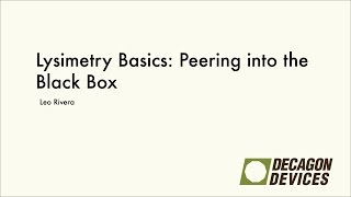 Lysimetry Basics Peering into the Black Box [upl. by Levania]