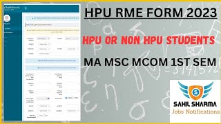 Hpu ma msc mcom RME Registration 2023How to apply hpu RME form 20232024 hpuexamnews HPURME [upl. by Bible]