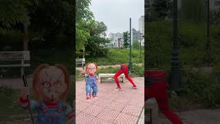 Deadpool ran to find his feet and kicked Chucky away spideylife [upl. by Siraf]