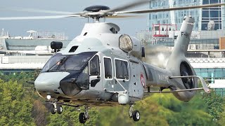 New Airbus Helicopters H160 landing and takeoff at Paris heliport  Marine française [upl. by Eelra]