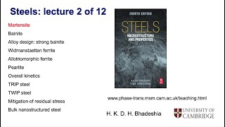 Steels martensitic transformation part 2 Lecture 2 of 12 [upl. by Nainatrad]