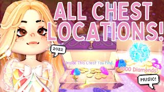 EASY amp FREE 6000 DIAMONDS Royale High WMUSIC ALL DIVINIA PARK CHEST LOCATIONS 2022 🏰 [upl. by Ahsiuqram]