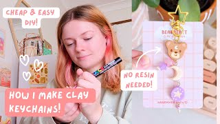 How I make airdry clay keychains and pins ✿ No bake  no resin [upl. by Tdnarb]