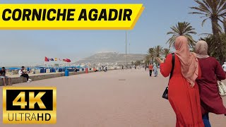 Corniche amp Marina Agadir Morocco Walking Tour【4K 60fps】Seafront Promenade  جولة في كورنيش أكادير [upl. by Aerbas]