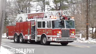 Bedford Fire Department Engine 4 and Ladder 1 Responding and Medic 1 Transporting [upl. by Natal]