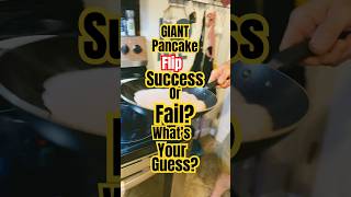 GIANT PANCAKE FLIP ATTEMPT How will it end cooking Flipping trick [upl. by Ayekat326]