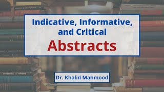 Indicative Informative and Critical Abstracts Urdu  Hindi  Prof Khalid Mahmood [upl. by Diskin401]