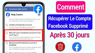 Comment Récupérer Un Compte Facebook Supprimé Après 30 Jours 2024  Get Back Facebook Account [upl. by Neirbo231]