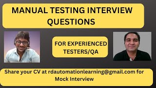 Manual Testing Interview For Experienced Testing Interview Questions [upl. by Annirtak]