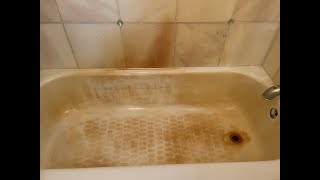 Clean with Me  Removing Rust Stains from a Bathtub and Marble  Best Cleaning Hack Ever [upl. by Annelak35]