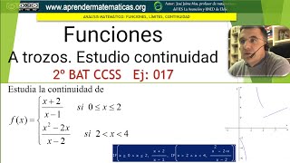 Límites y continuidad Función a trozos 2 BAT ccss2 05 17 José Jaime Mas [upl. by Mikkel960]