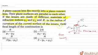 A plano convex lens fits exactly into a plano concave lens Their plane surfaces are parallel to [upl. by Kcire]